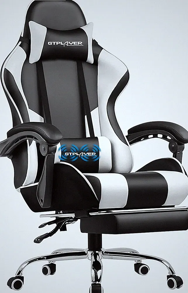 Ergonomic Gaming Chair with Adjustable Footrest, Lumbar Support, and Headrest