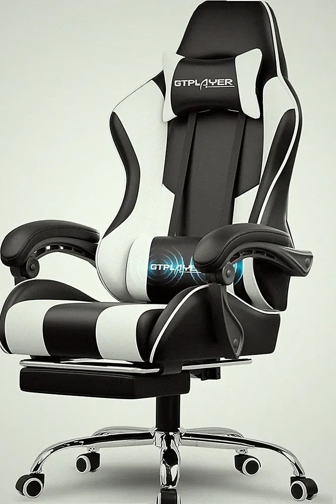 Gaming Chair, Computer Chair with Footrest and Lumbar Support, Height Adjustable