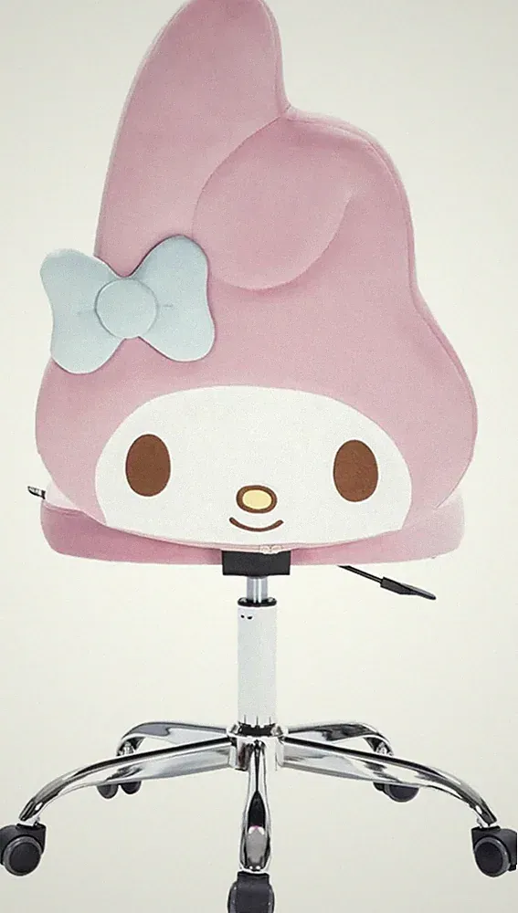My Melody Swivel Vanity Chair - Comfy Light Pink Makeup Desk Chair with Wheels
